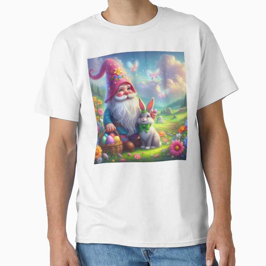 Copy of gnome with Color hat with basket and rabbit happy magical easter landscape by Expressions-Sel