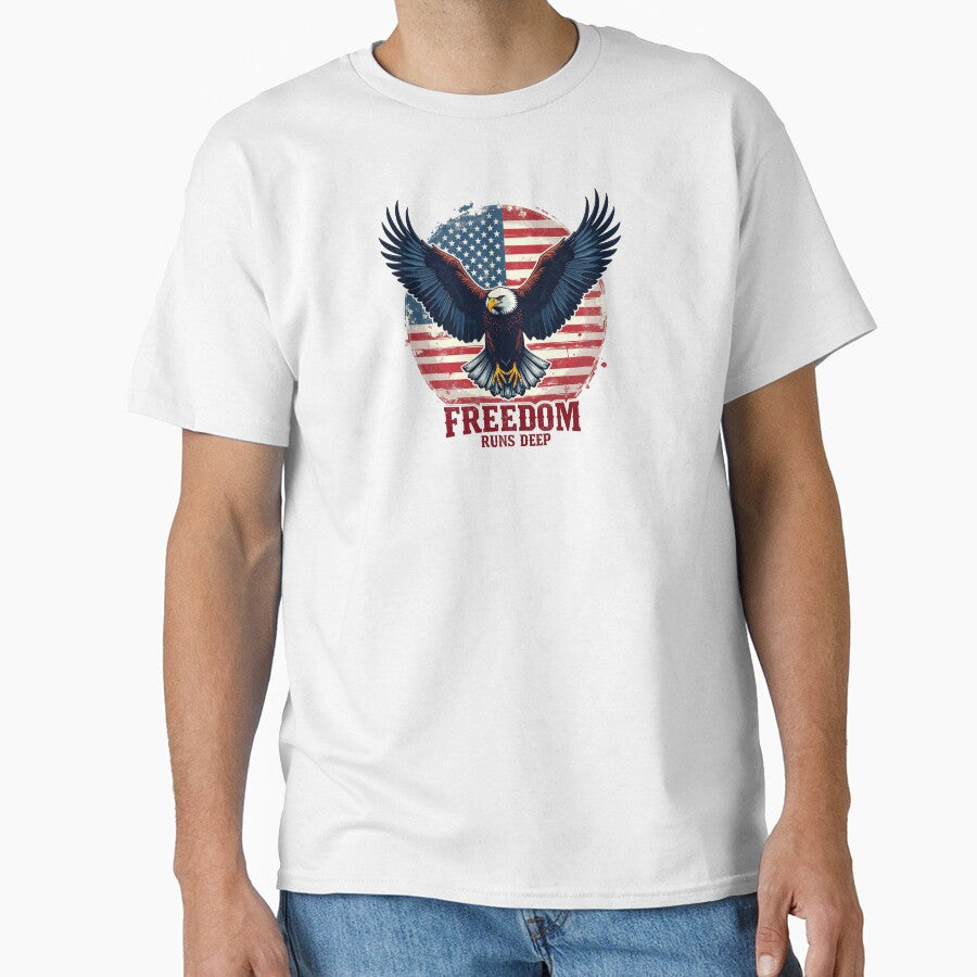 Freedom Runs Deep Patriotic Shirt, Vintage American Flag Tee by SNW-Collective