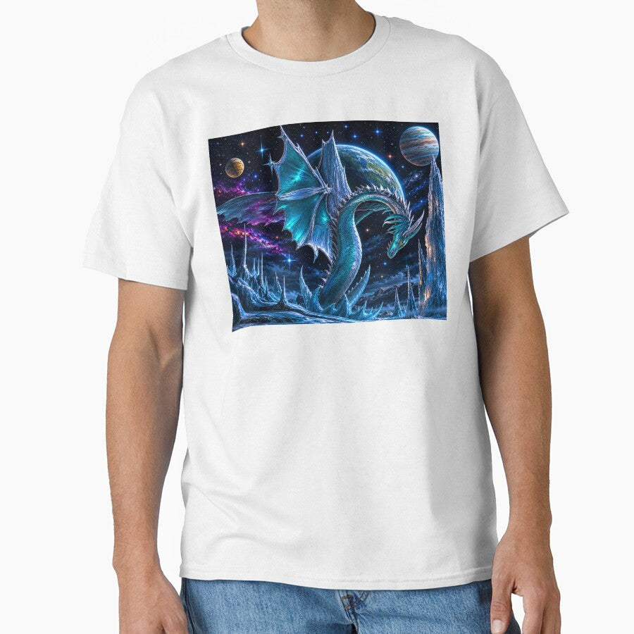 Cosmic Ice Dragon – Celestial Fantasy Creature in a Frozen Alien World by Extravanganzza