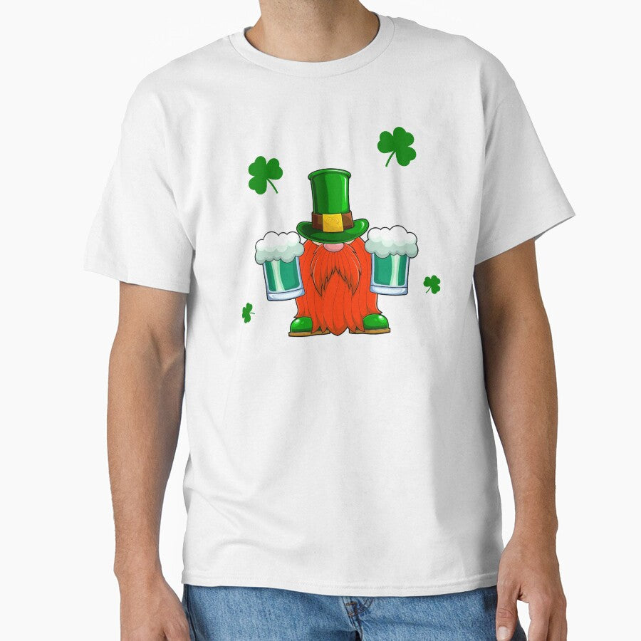 St Patricks Day Cute Green Gnome Drinking Beer & Shamrock Lucky Charm by smailjr