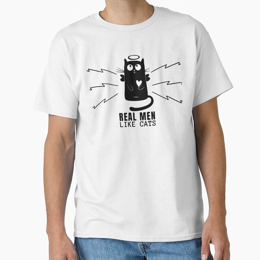Copy of Real Men like Cats, Husband ,Dad Gift ,love Funny Geek , Mens Womens Ladies Youth Kids Cat Kitten Meow,black and white by Orgoss