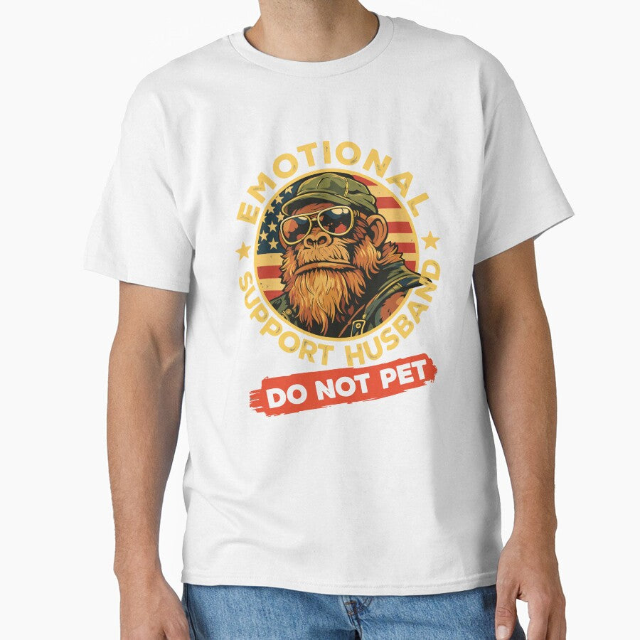 Emotional Support Husband Do Not Pet Funny Retro Couple Humor by kiralynstration