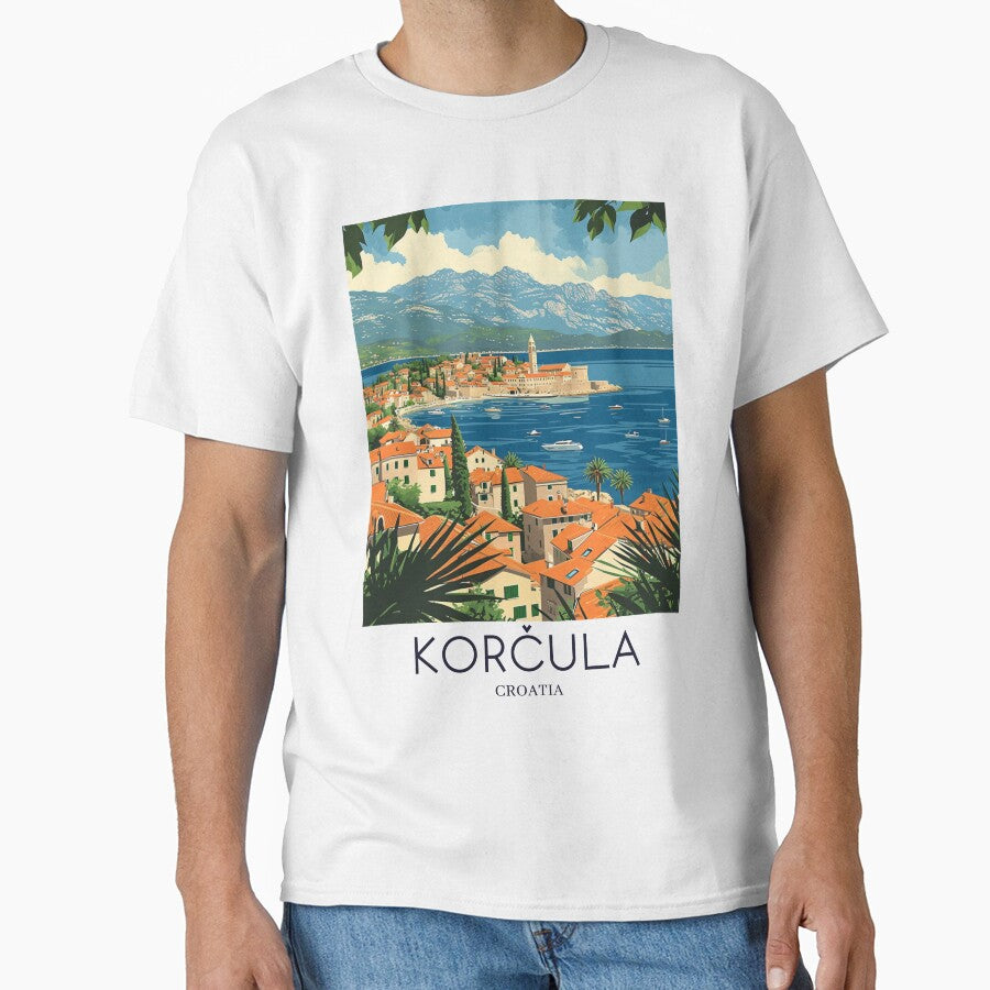 A Pop Art Travel Print of Korčula - Croatia by StudioRedKoala