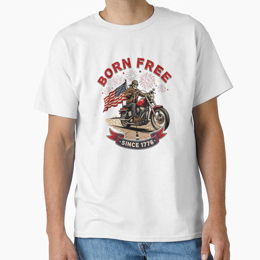 Born Free Since 1776 Skeleton Biker Independence Day by ArcticFoxStudio