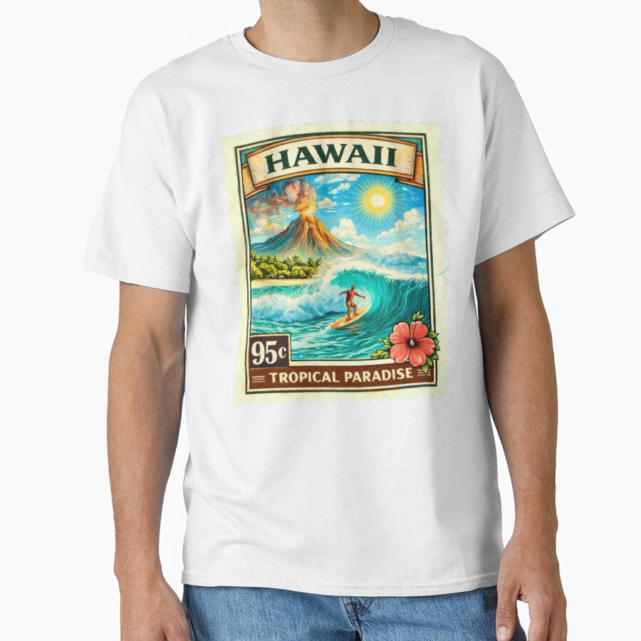 Hawaii Tropical Paradise Vintage Stamp by Myra365Art