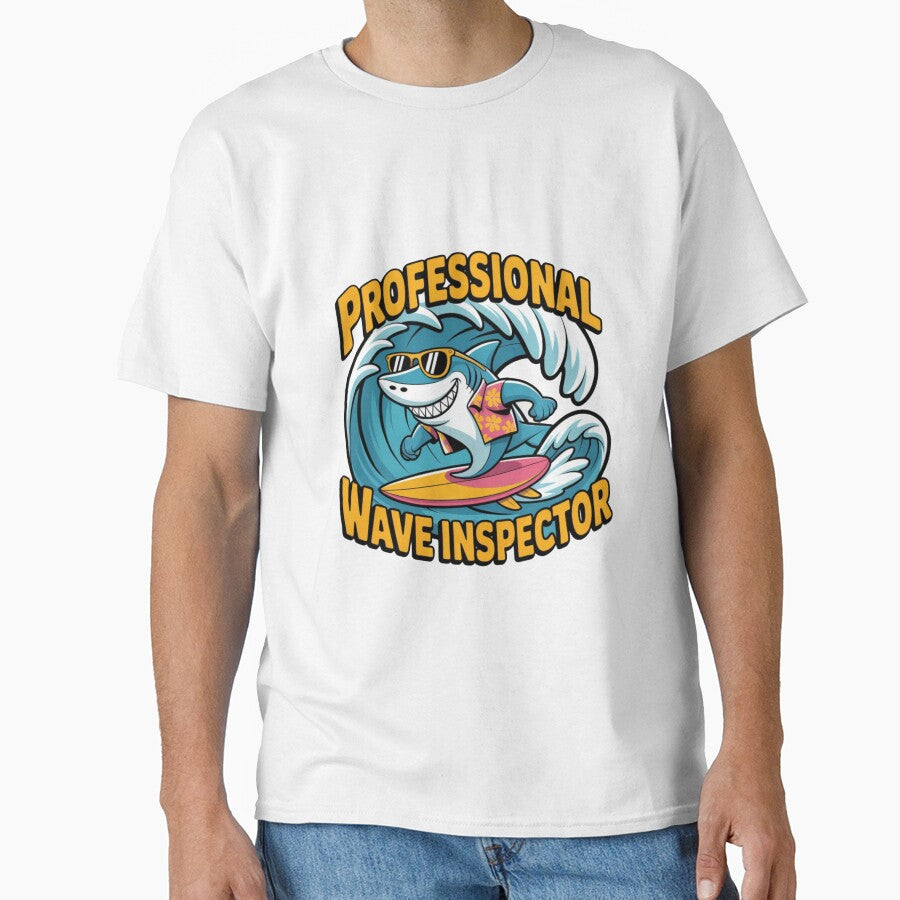 Professional Wave Inspector Shark Surfing  | Funny Beach Vacation Shark by PIXENTRA