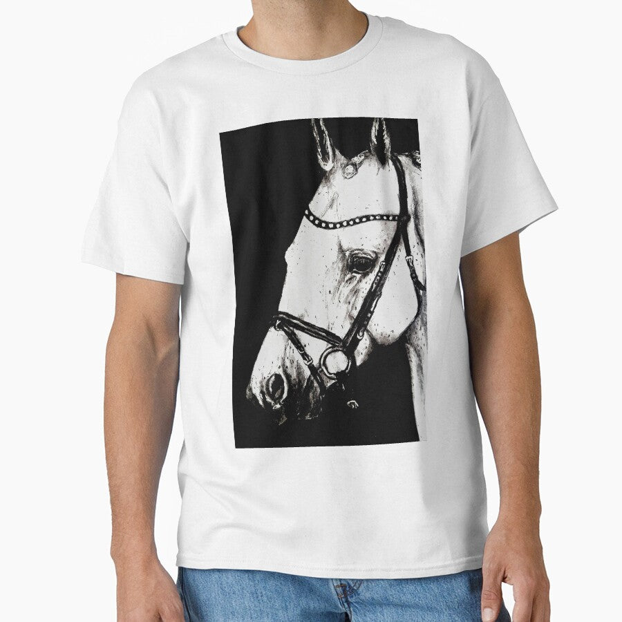 Grey horse portrait charcoal drawing by horseaddicted