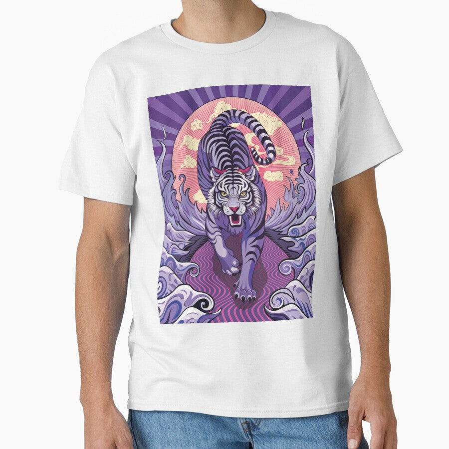 Vintage Sunrise Japanese Fierce Purple Tiger by FemmePod