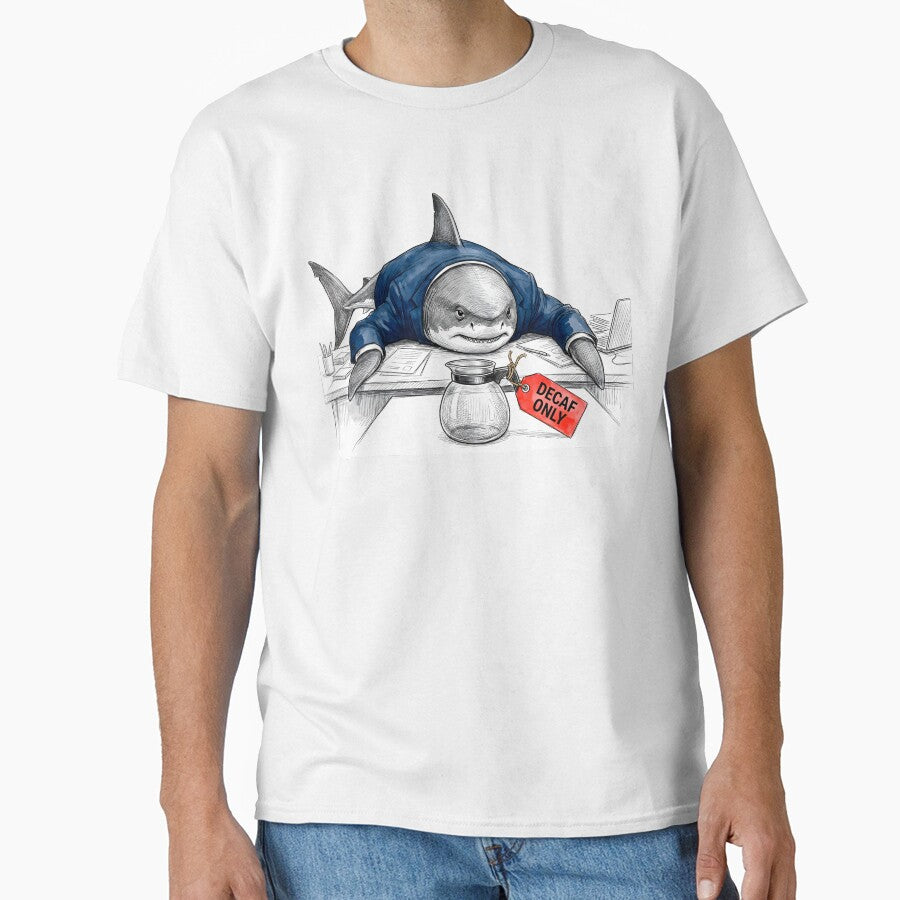 Decaf Only Tired Office Shark - Funny Corporate Humor by SoulPT