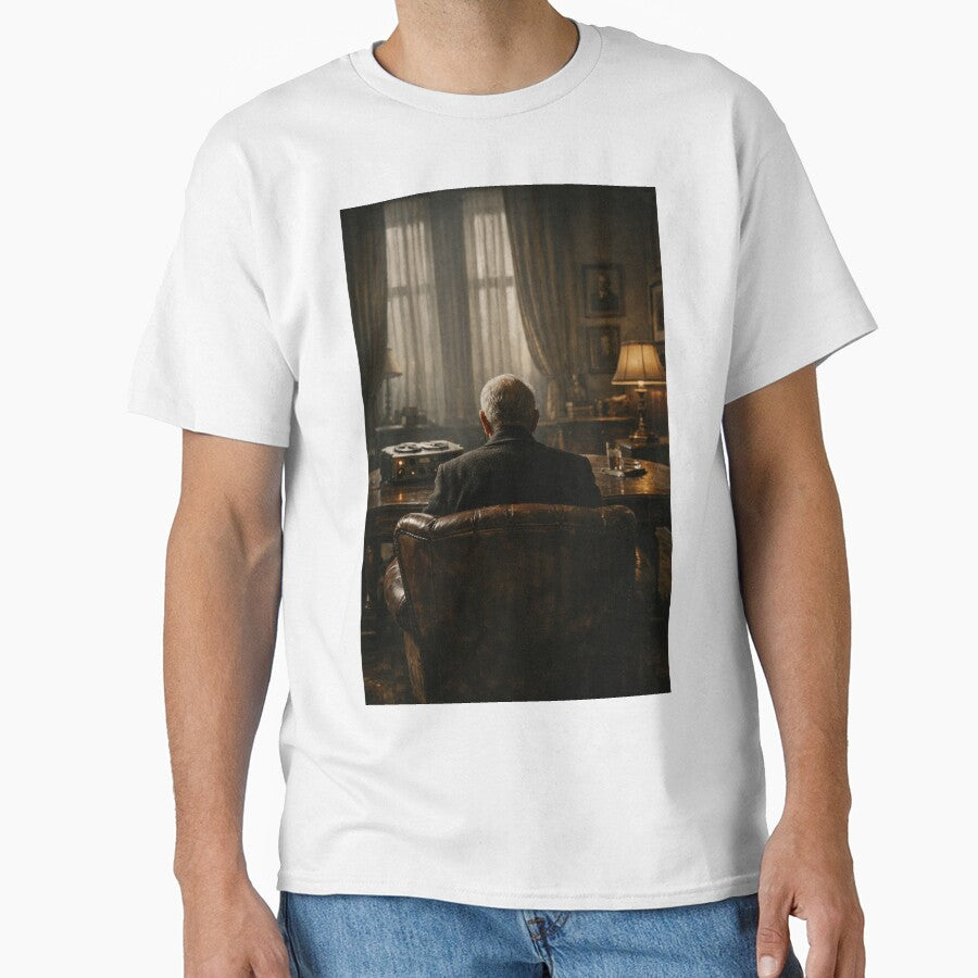 Victorian Study with Elderly Man Recording Dark Literary Gothic Interior Wall Art by Element Horizon Studio