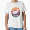 Beluga Whale Swimming Retro Illustration by kuremureDesign