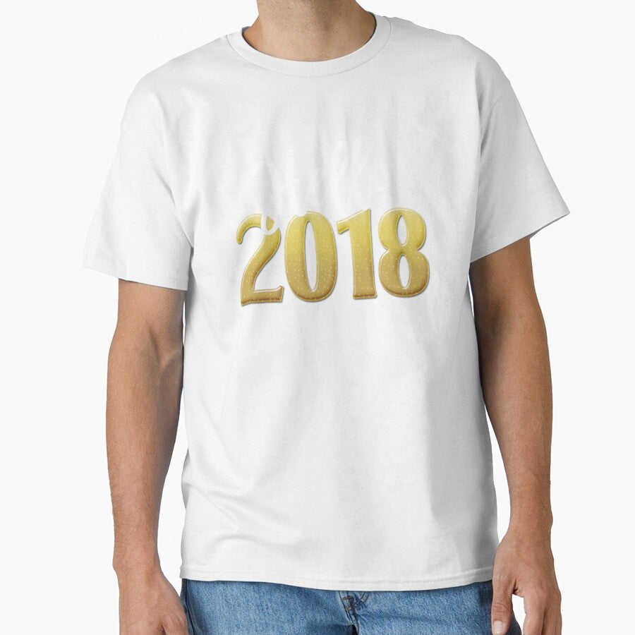 Hello 2018 T-Shirt New Years Eve Gold Champaign Tee Shirt by T-ShirtTech