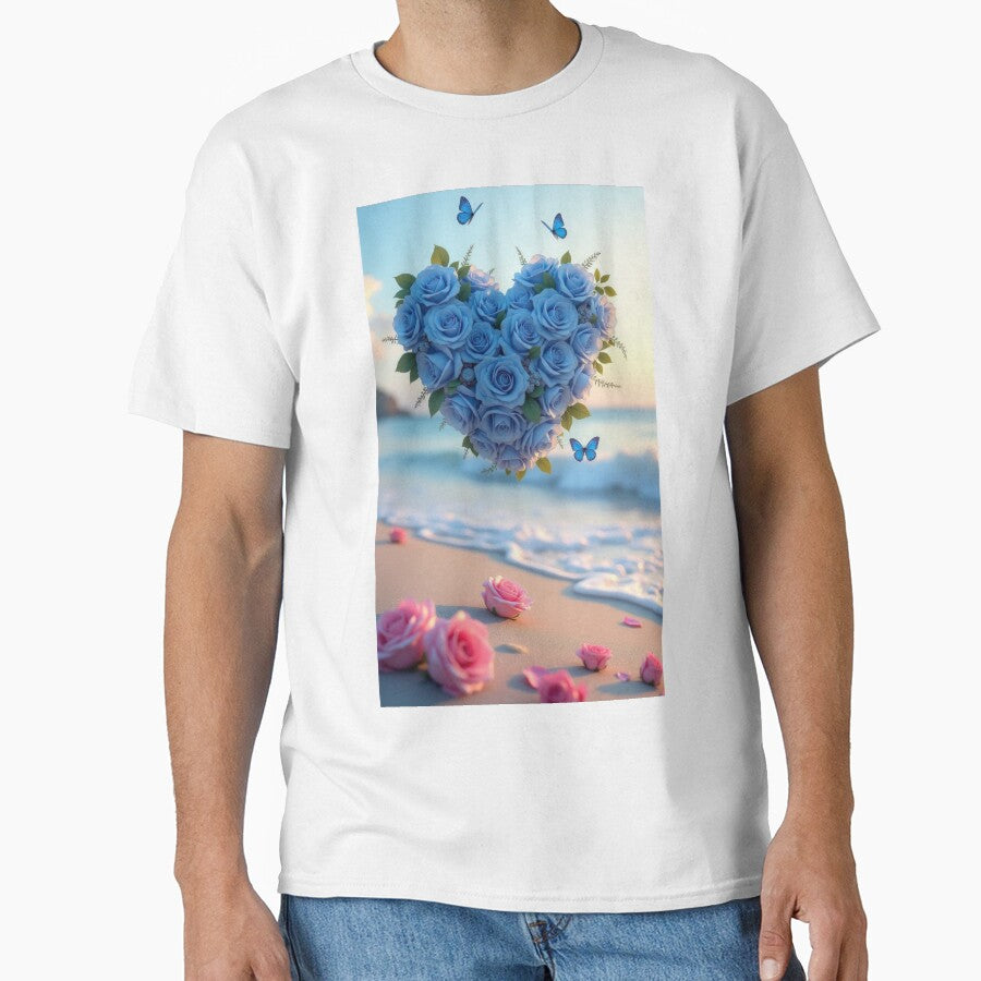 Valentines Day blue roses heart on the beach landscape, valentine  landscape,valentine art,valentine design by Expressions-Sel