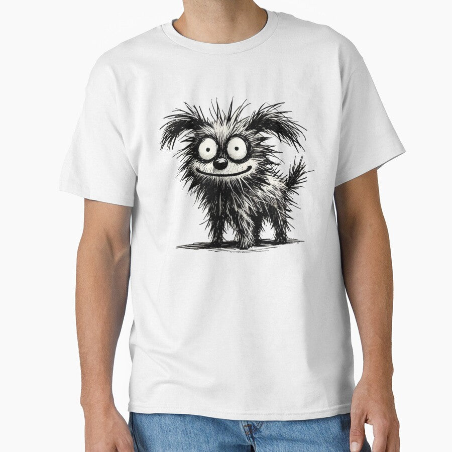 Funny Messy Black and White Dog by Blink Art Studio