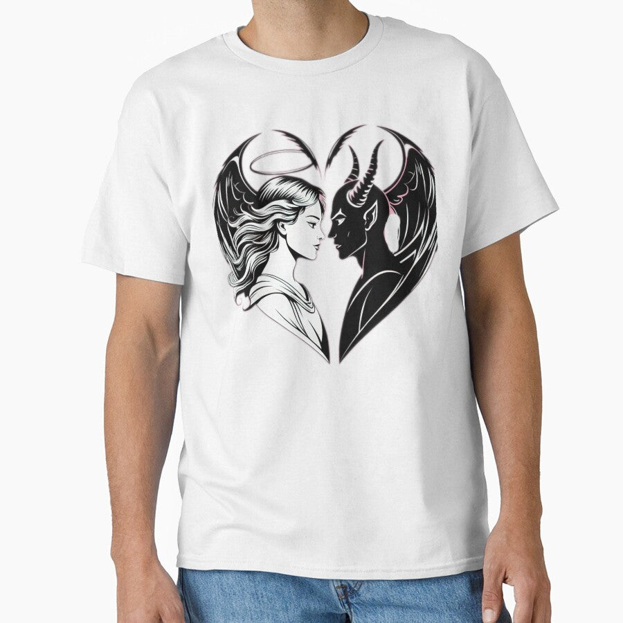 Valentines Day angel and demon couple with heart,Valentine heart,valentine art,valentine design by Expressions-Sel