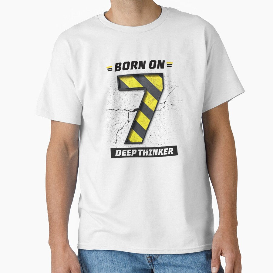Born on 7 Deep Thinker – Birthday Number 7 Shirt, Introvert Intelligence Design, Grunge Industrial Streetwear by amareshdas008