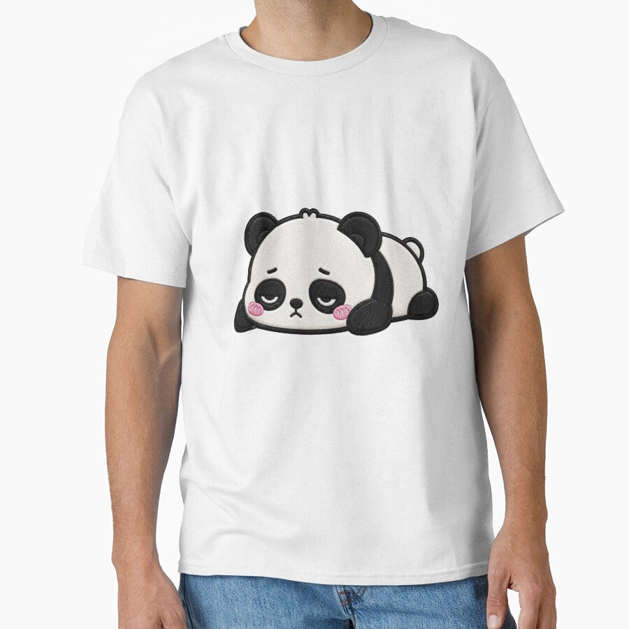 Ultra Cute Sleepy Panda Embroidery Patch Style Kawaii Blob Animal | Adorable Tired Panda Cartoon by ColorSplash123