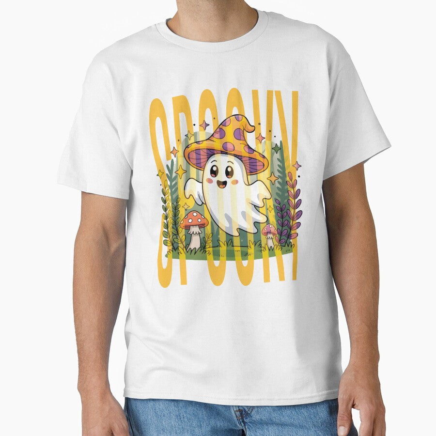 Spooky Mushroom Ghost T-Shirt | Mushroom Hat Halloween Aesthetic Tee | Whimsical Fall Graphic by al21ex