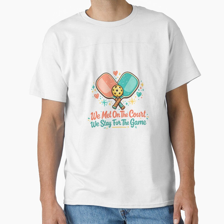 We Met On The Court Pickleball Couples – Cute Paddle Heart Art | Pickleball Couple Gift by irfanshikh