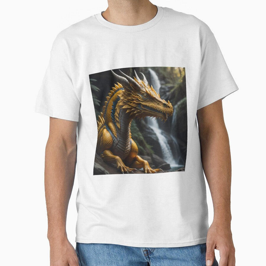 Golden Dragon By Cascading Waterfall by EnchantedVista