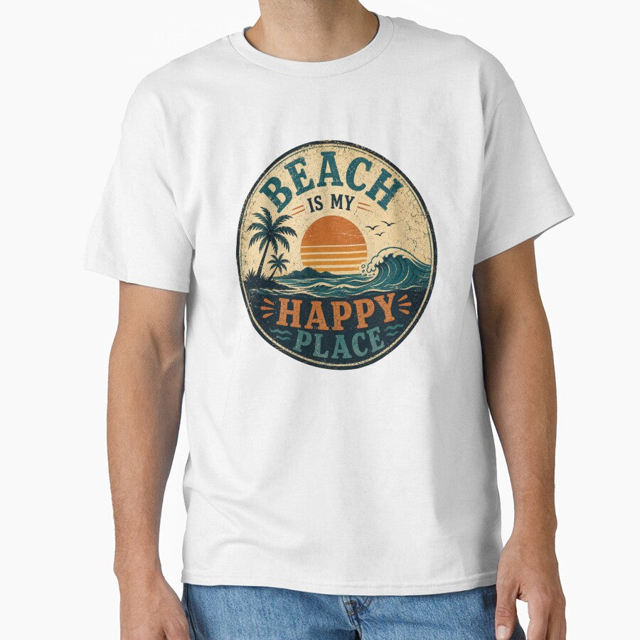 Beach Is My Happy Place Retro Summer Beach Design by AMICO77