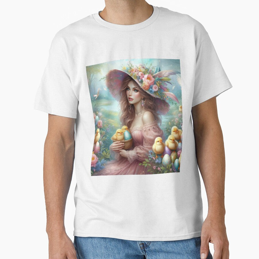 beautiful woman with hat and chicks fantasy easter landscape by Expressions-Sel