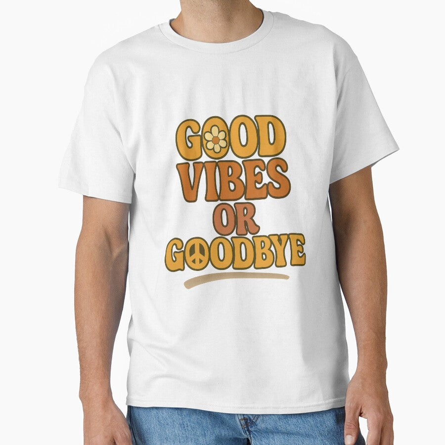 Good Vibes or Goodbye | Retro Bold No Drama Peace Sign Design by inkoutninja