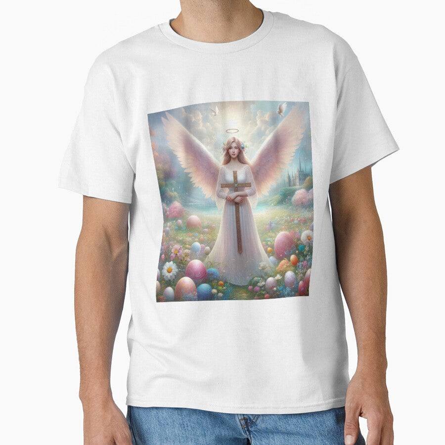 angel with cross and decor eggs happy fantasy easter landscape by Expressions-Sel