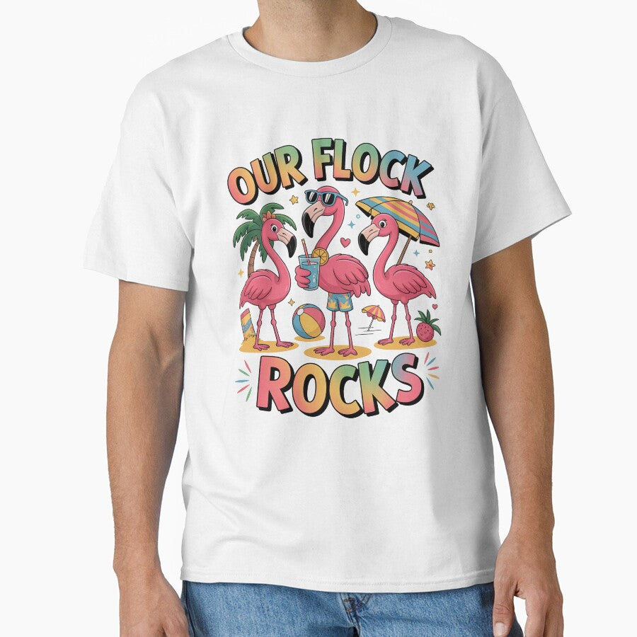 Our Flock Rocks Flamingo Summer Vacation Family Matching by grounabslaninal