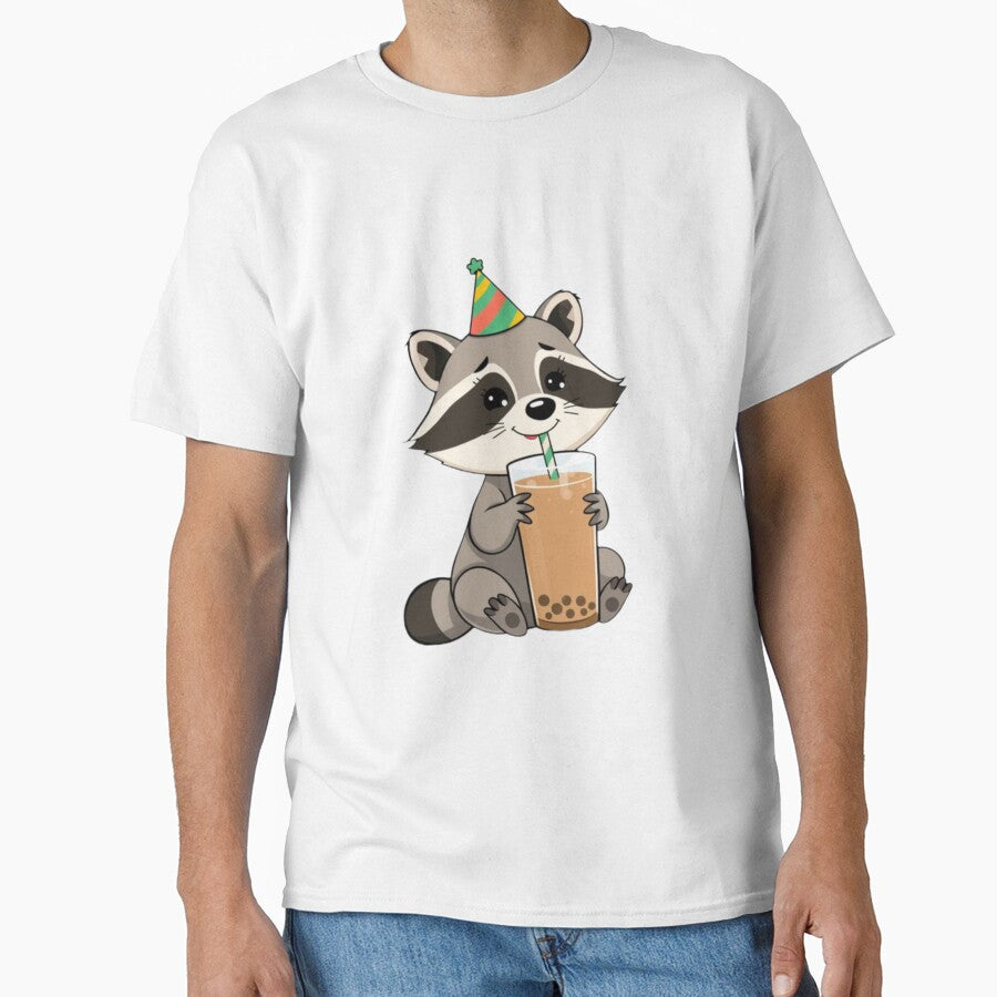 Raccoon Boba Tea Milk Chocolate Party Hat happy birthday kawaii gift funny christmas happy by CheeseBlueprint