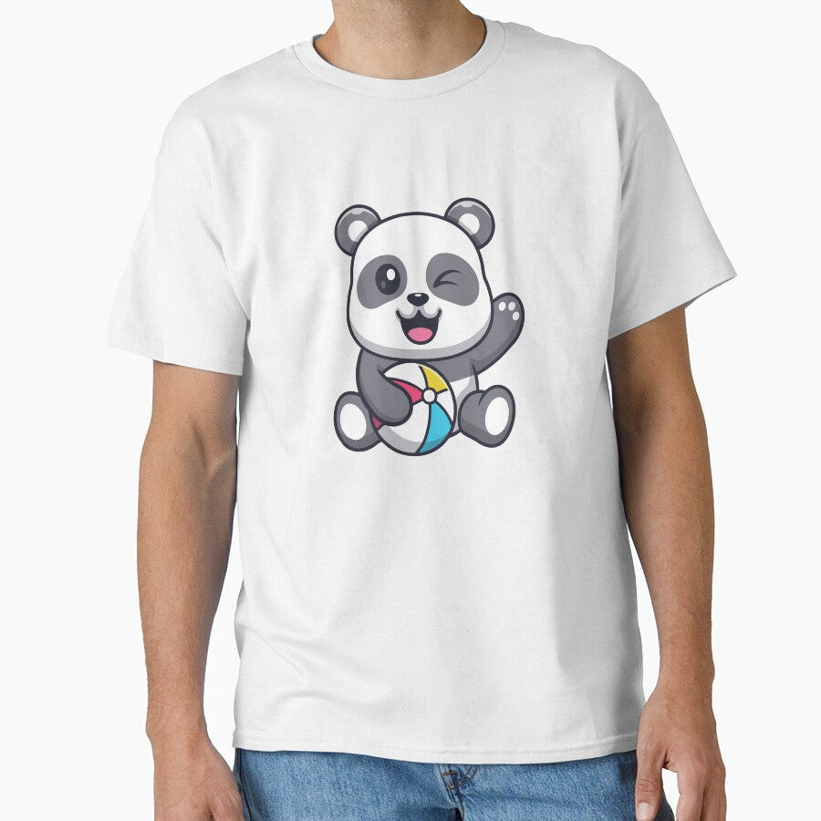 Cute Winking Baby Panda Playing Beach Ball by Lorraine N 	 Morneau