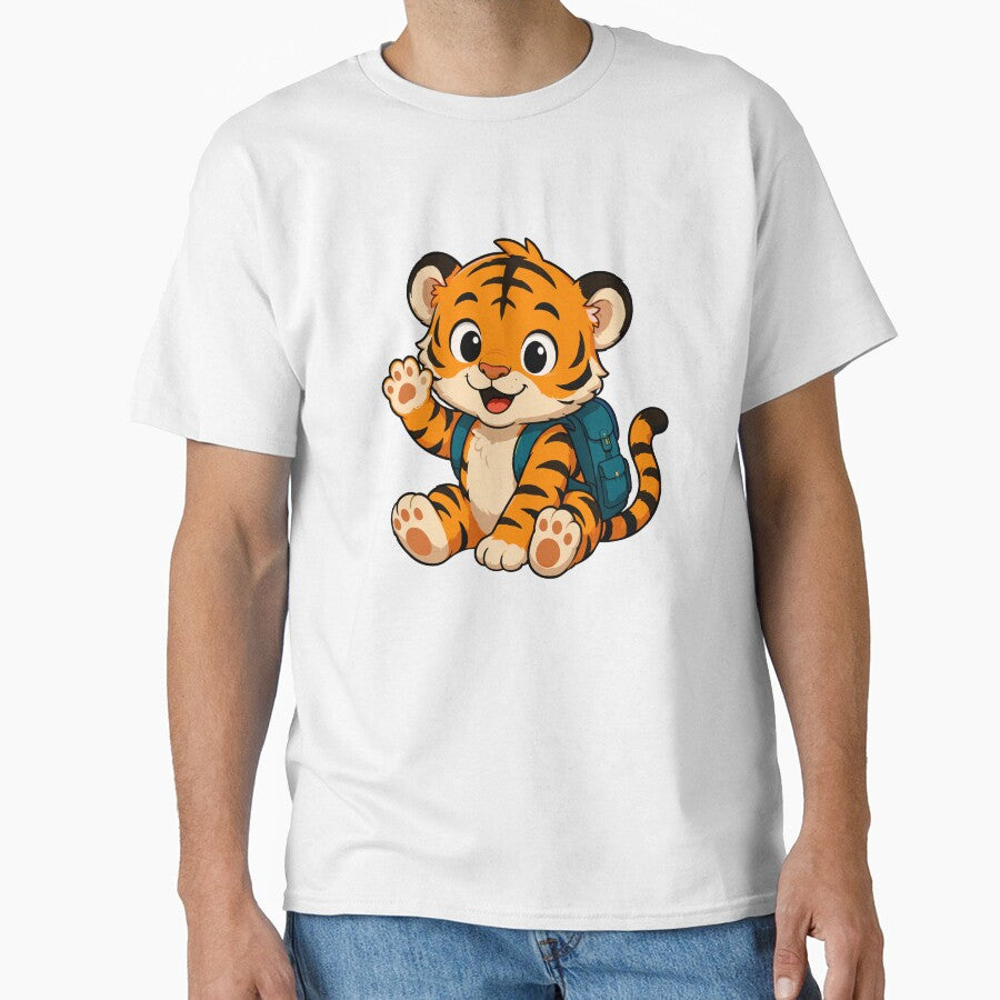 Cute Tiger Cub with Backpack Cartoon by Krincydigitalart