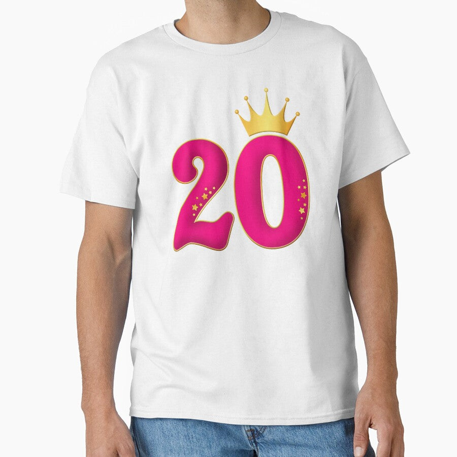 20 Years Old, Birthday party design for girls. Number 20 and crown by iclipart