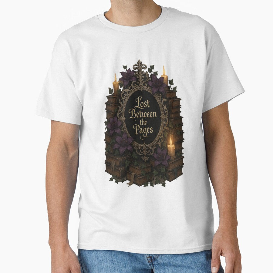 Lost Between the Pages Dark Academia Book Lover Sticker by inkoutninja