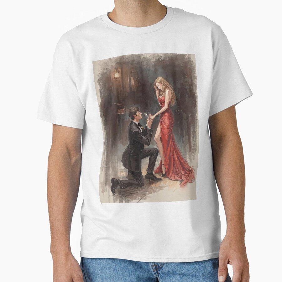Girl in Red and men in black is proposing her - Valentine Special - Couple Romantic moments by RSDigitalPrintDesign