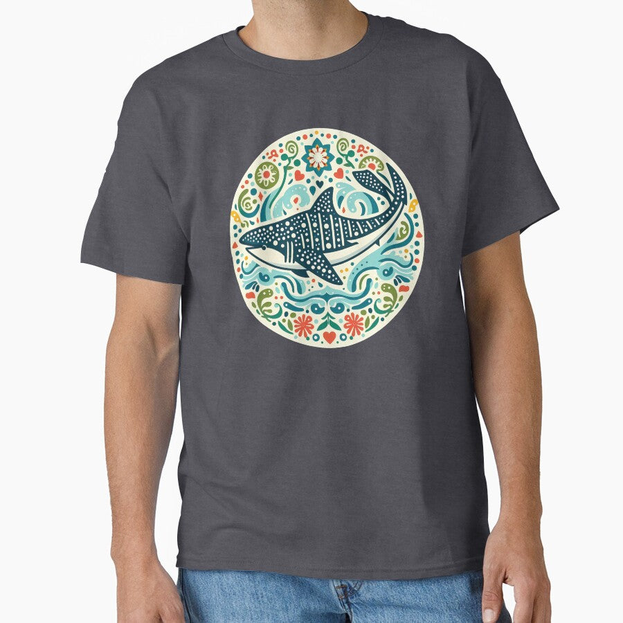 Whale Shark with Ocean Flora – Hope for Wildlife Scandinavian Folk Art by heidiannemorris © by FOLK ART FUSION by heidiannemorris