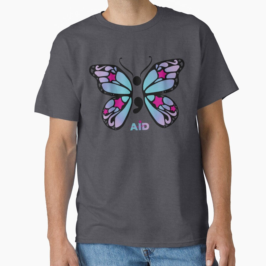 Semicolon Butterfly (Black) by AIDcares