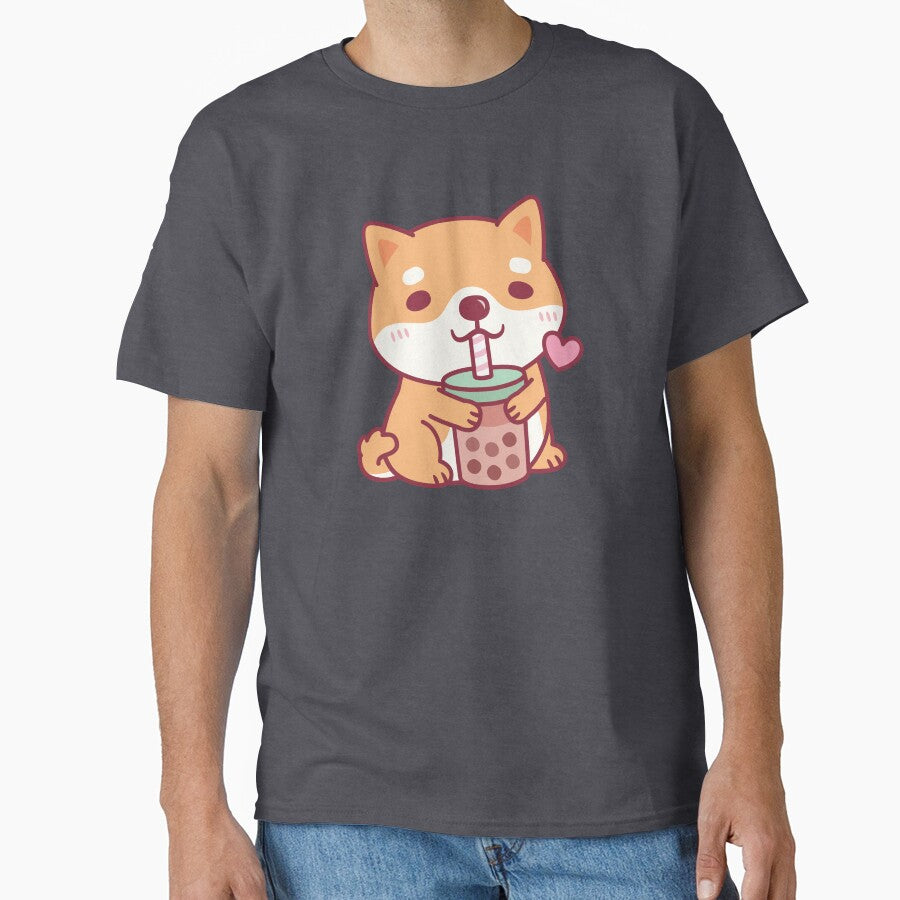 Cute Shiba Inu Dog Loves Bubble Tea by rustydoodle