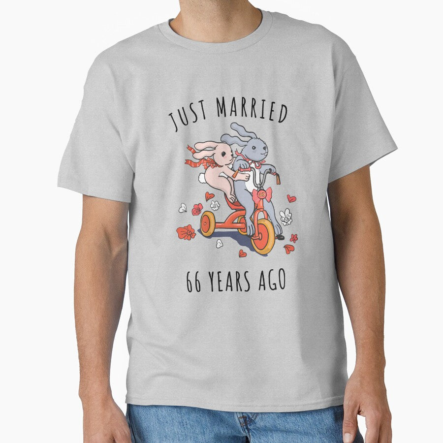 Just Married 66 Years Ago - 66th Anniversary Couple Bunnies Tee, Phone Cases And Other Gifts by MemWear