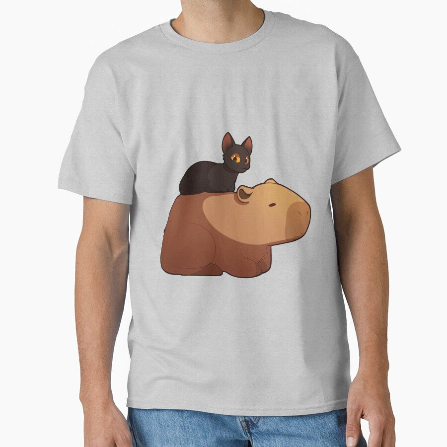 Flow sticker and t-shirt, cat and capybara by KanartMerch