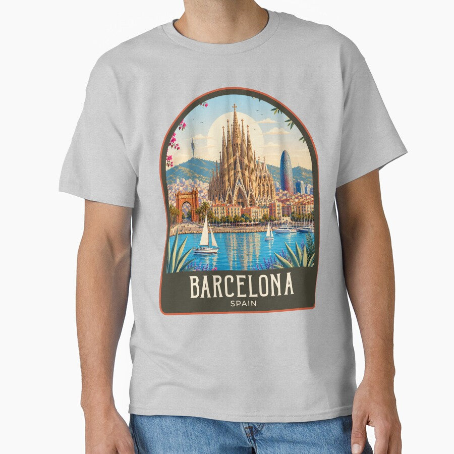 Barcelona Vintage Travel Illustration by HomeLivingCo