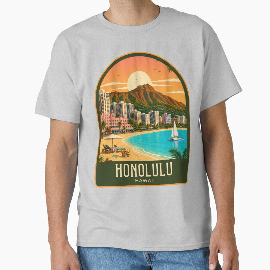 Honolulu Vintage Travel Illustration by HomeLivingCo