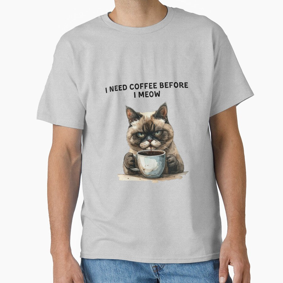 I Need Coffee Before I Meow – Funny Cat Coffee Lover Design by EVESTUDIOART