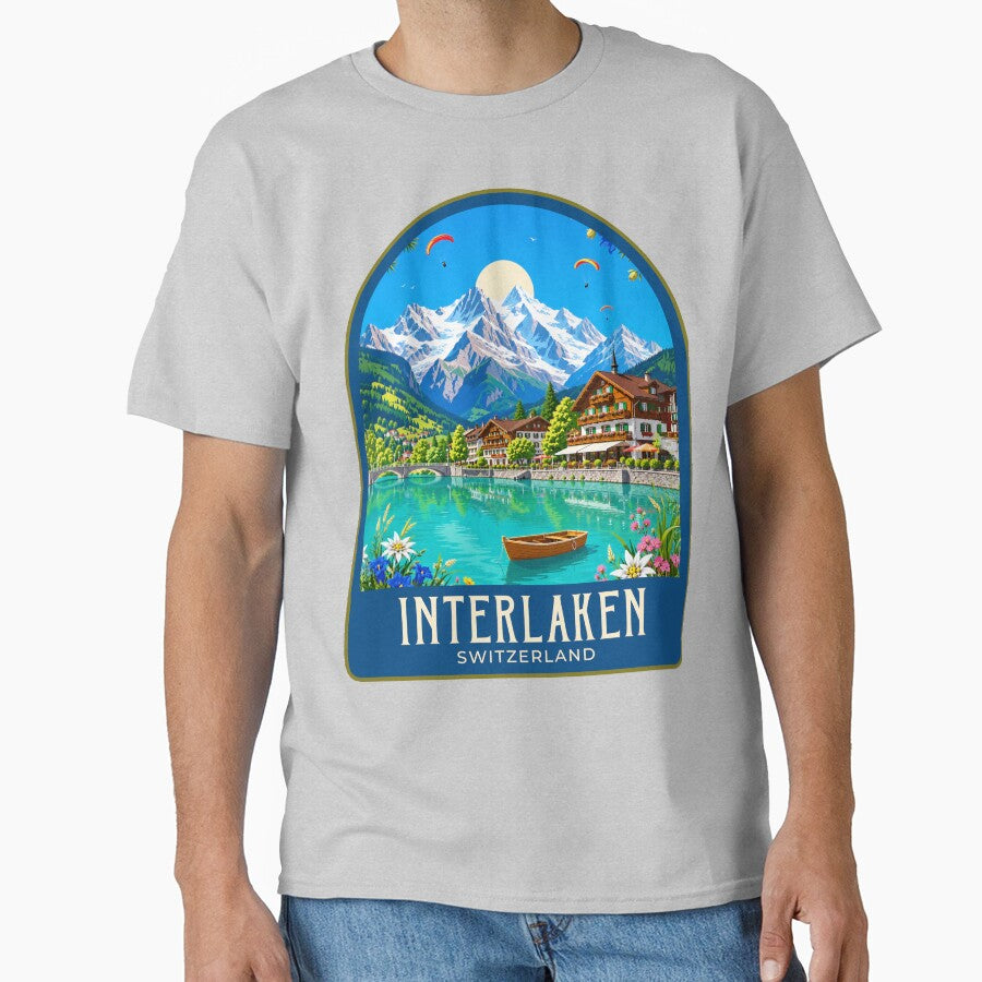 Interlaken Vintage Travel Illustration by HomeLivingCo
