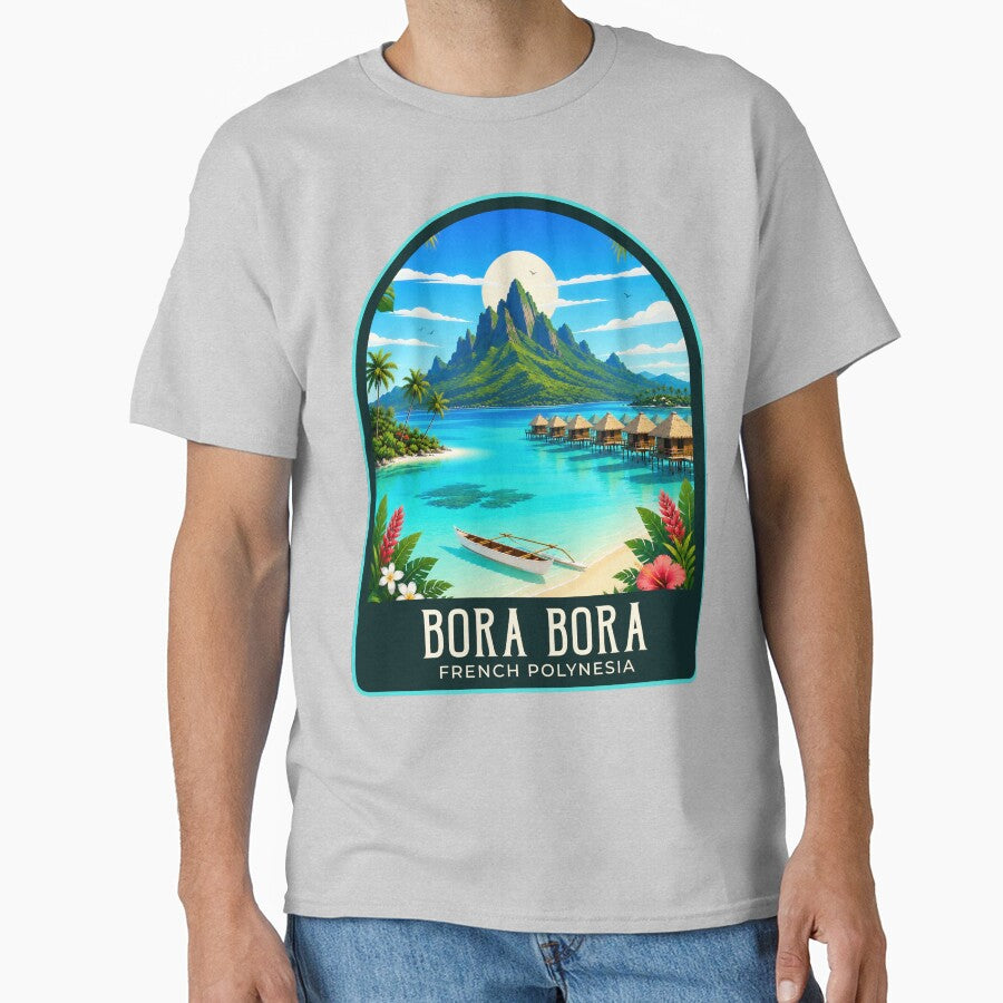 Bora Bora Vintage Travel Illustration by HomeLivingCo