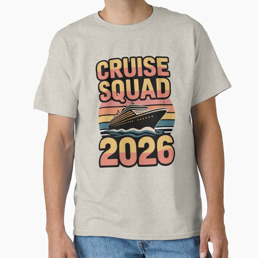 Cruise Squad 2026 Retro Sunset Cruise Ship Vacation T-Shirt by What a cute-Tee