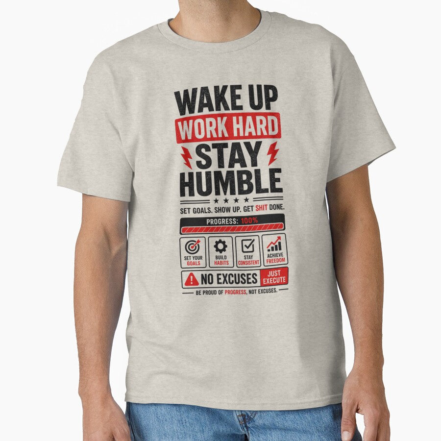 Wake up Work hard Stay humble - Discipline Motivation Design by DomKo10