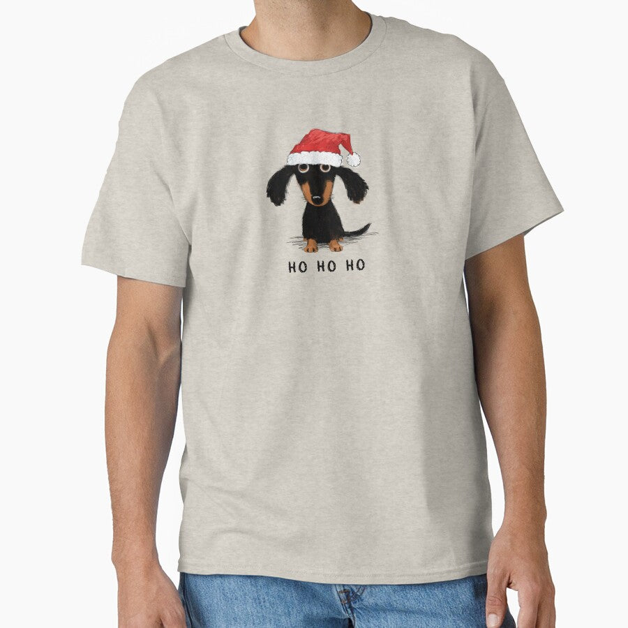 Santa Dachshund | Funny Wiener Dog Christmas by Jenn Inashvili