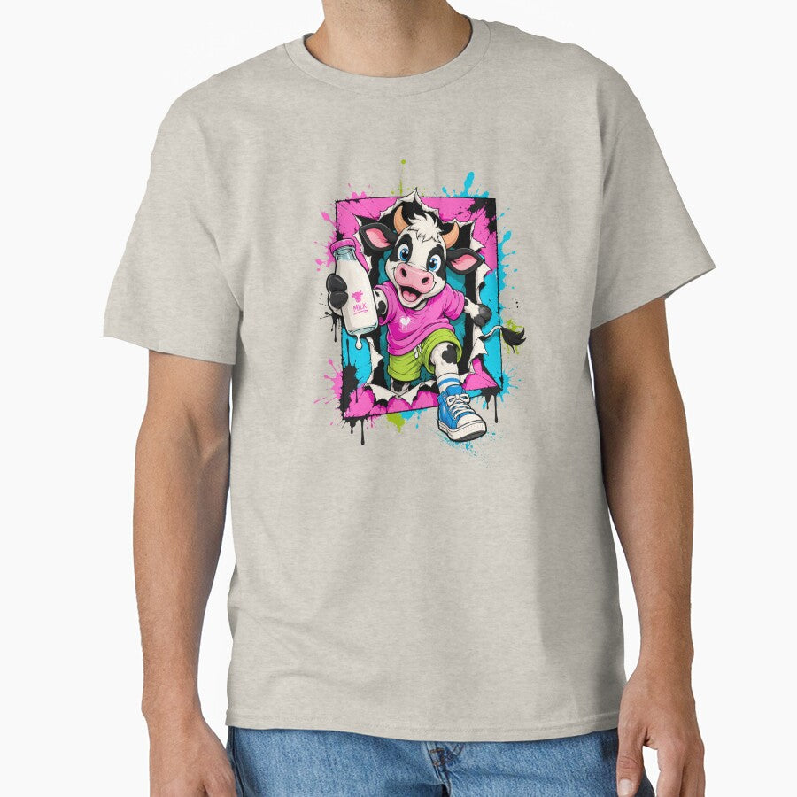 Moo Break – Retro Streetwear Cow T-Shirt by Aimetoi