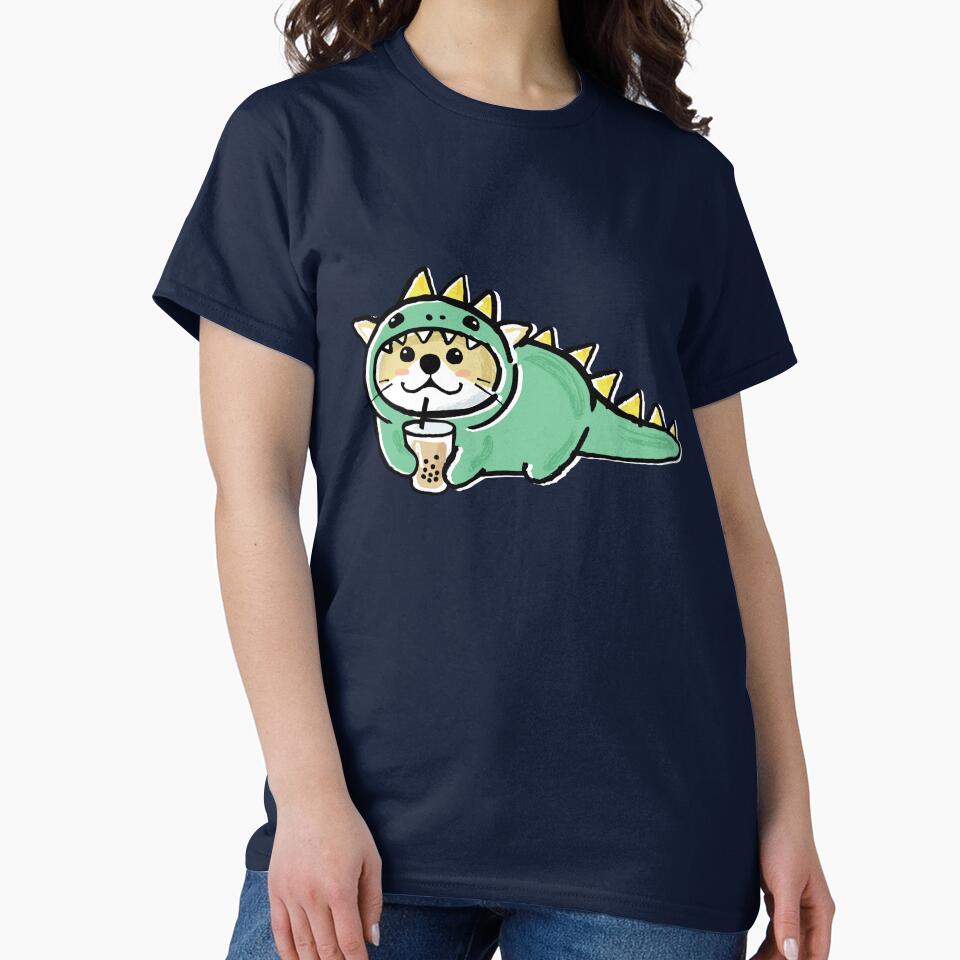 Boba Dino Kawaii Shiba / Bubble Tea Cute Dog by coolintent